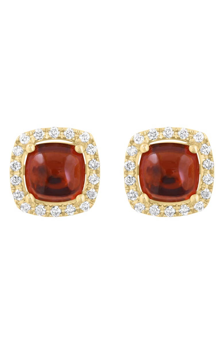EFFY Garnet Cabochon & Diamond Halo Stud Earrings, Main, color, Red