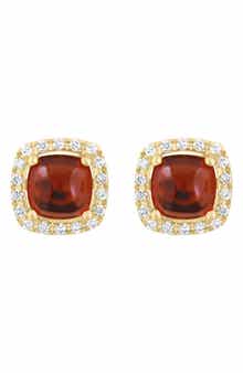 EFFY Garnet Cabochon & Diamond Halo Stud Earrings