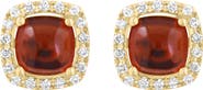 EFFY Garnet Cabochon & Diamond Halo Stud Earrings