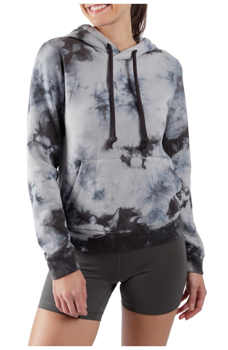 90 DEGREE BY REFLEX Brushed Tie Dye Crop Hoodie, Alternate, color,