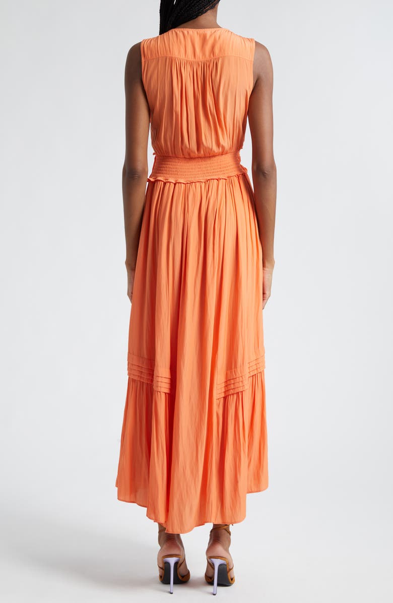 Ramy Brook Dierdre Pleated Sleeveless Plunge Neck Dress, Alternate, color, Tropic Orange