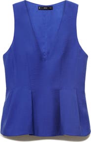 MANGO Deep V-Neck Peplum Top