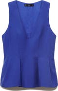 MANGO Deep V-Neck Peplum Top