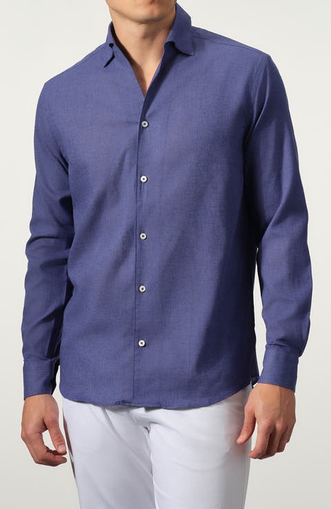 Linen Blend Button-Up Shirt