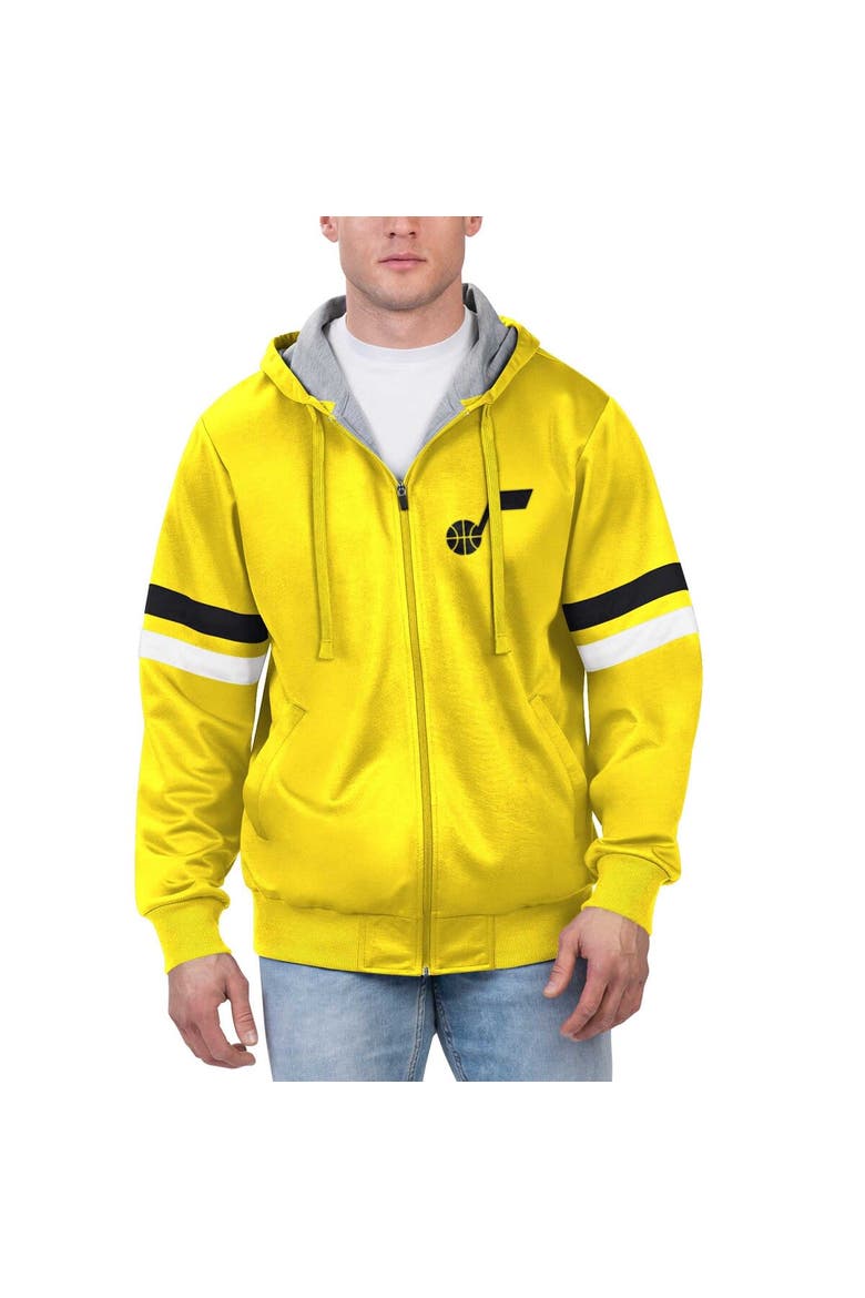 Men's G-III Sports by Carl Banks Yellow Utah Jazz Contender Full-Zip Hoodie Jacket, Main, color, Yellow
