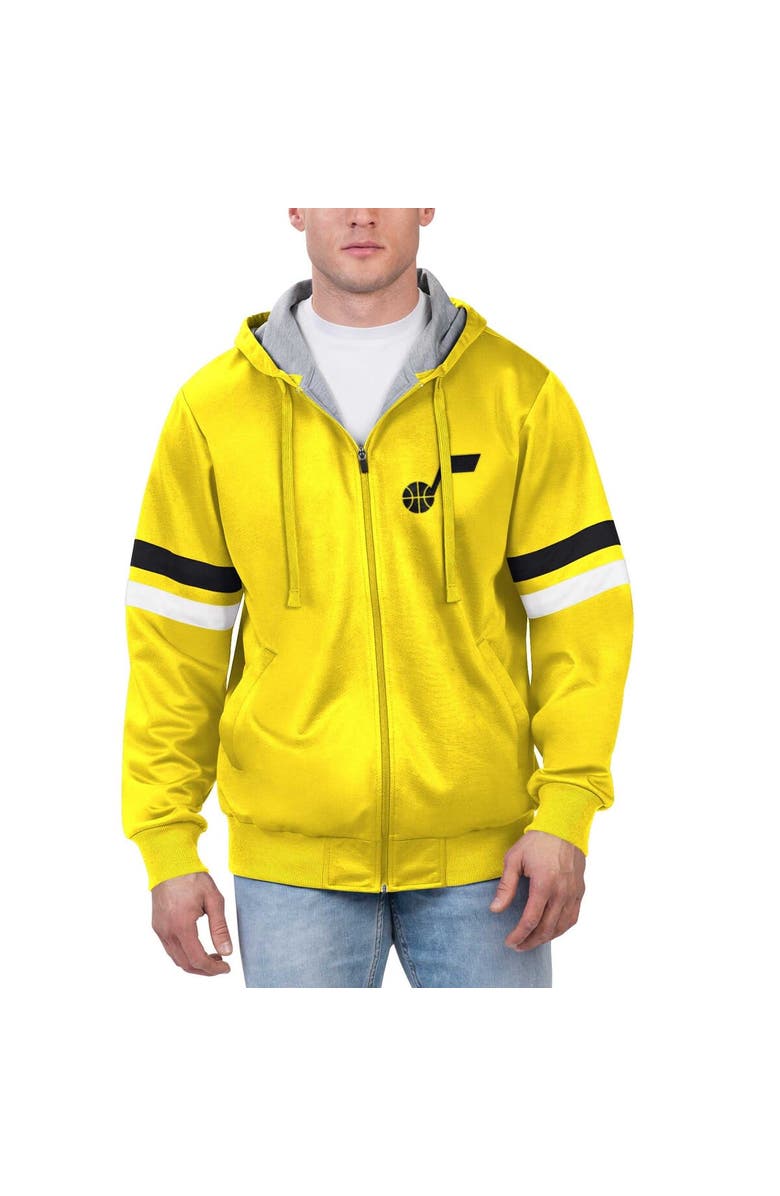 G-III SPORTS BY CARL BANKS Men's G-III Sports by Carl Banks Yellow Utah Jazz Contender Full-Zip Hoodie Jacket, Main, color, Yellow