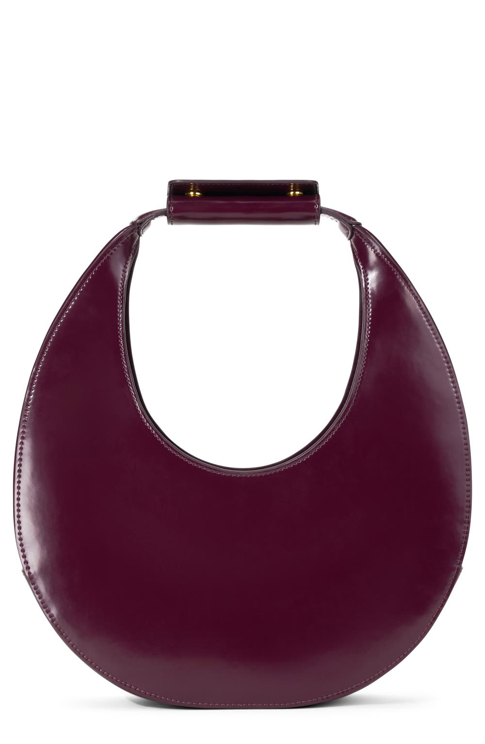Leather Moon Bag, color, SYRAH