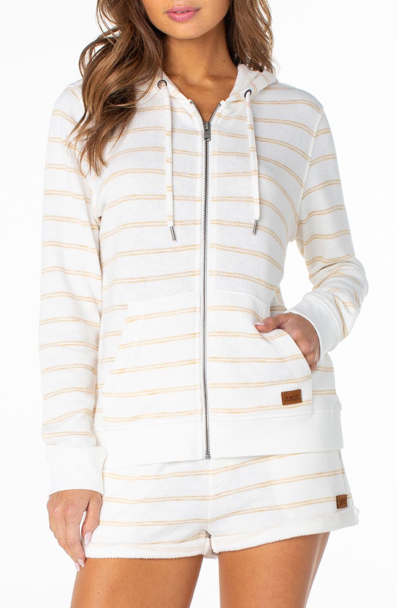 Roxy Perfect Wave Stripe Hoodie, Main, color, Curry