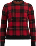 Lauren Ralph Lauren Plaid Crewneck Cotton Blend Sweater