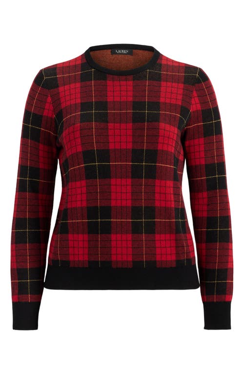 Ralph Lauren Plus Size Plaid Crew Neck Sweater In Multi