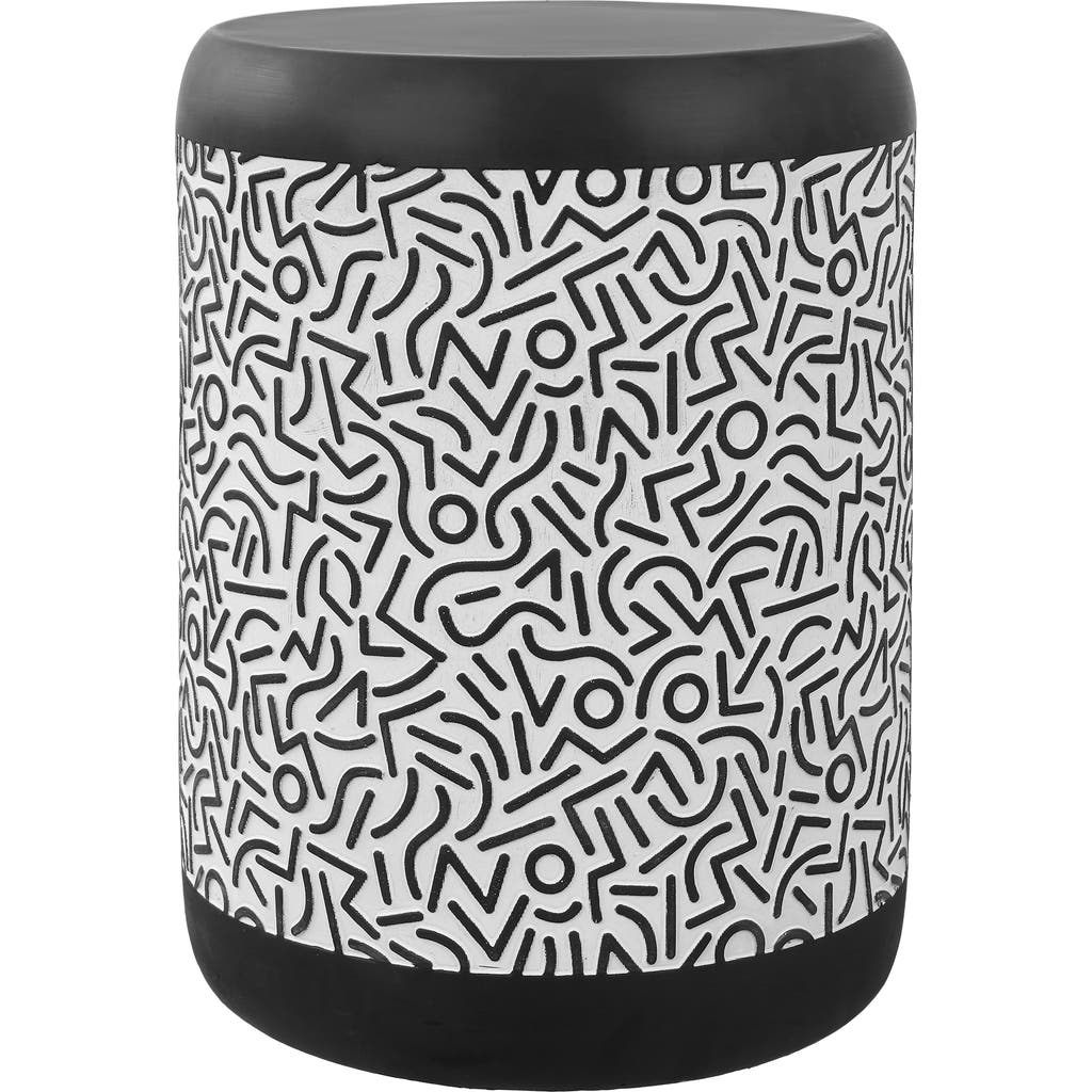 Shop Jonathan Y Indi 17.75" Modern Bohemian Geometric Drum Garden Stool In Black/white