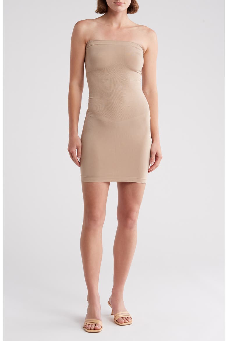 Strapless Knit Minidress, Main, color, LIGHT TAUPE