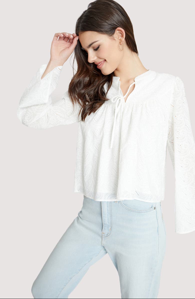 Lost + Wander Love Letters Eyelet Cotton Blouse, Alternate, color,