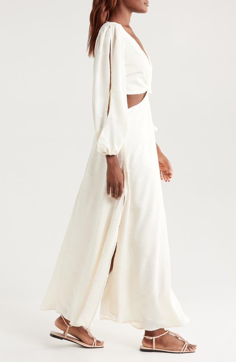 BOAMAR Bianca Balloon Sleeve Cutout Cover-Up Maxi Dress, Alternate, color, Off White