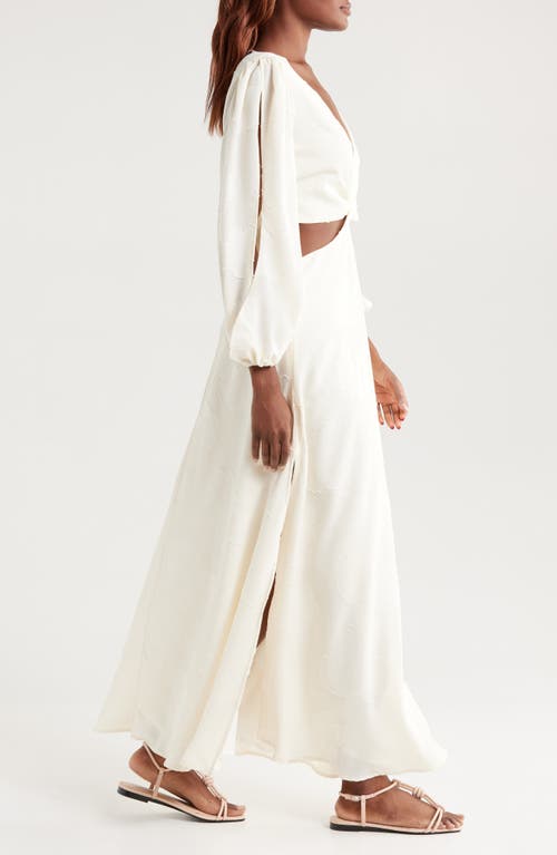 Boamar Bianca Balloon Sleeve Cutout Cover-up Maxi Dress In Off White