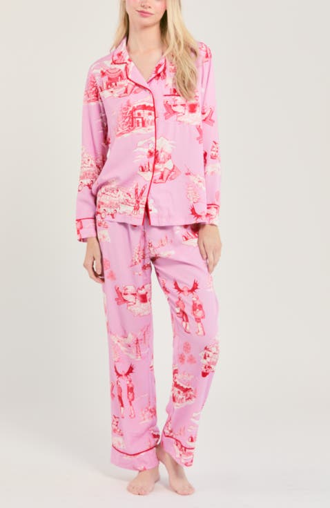 Après Ski Toile Long Sleeve Pajama Pants Set