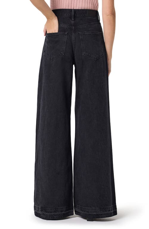Paige Cameron High Waist Release Hem Wide Leg Jeans In Blue