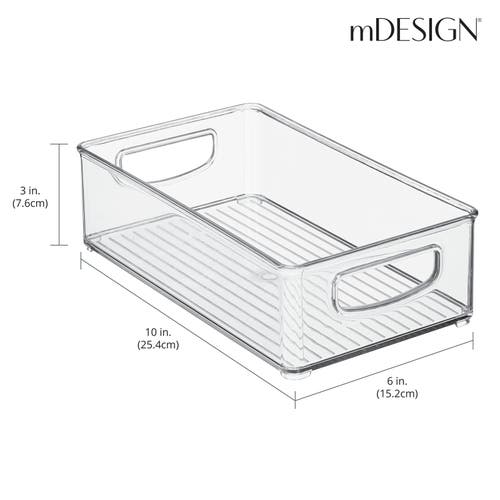 Mdesign Small Plastic Kitchen Storage Container Bin With Handles In Transparent