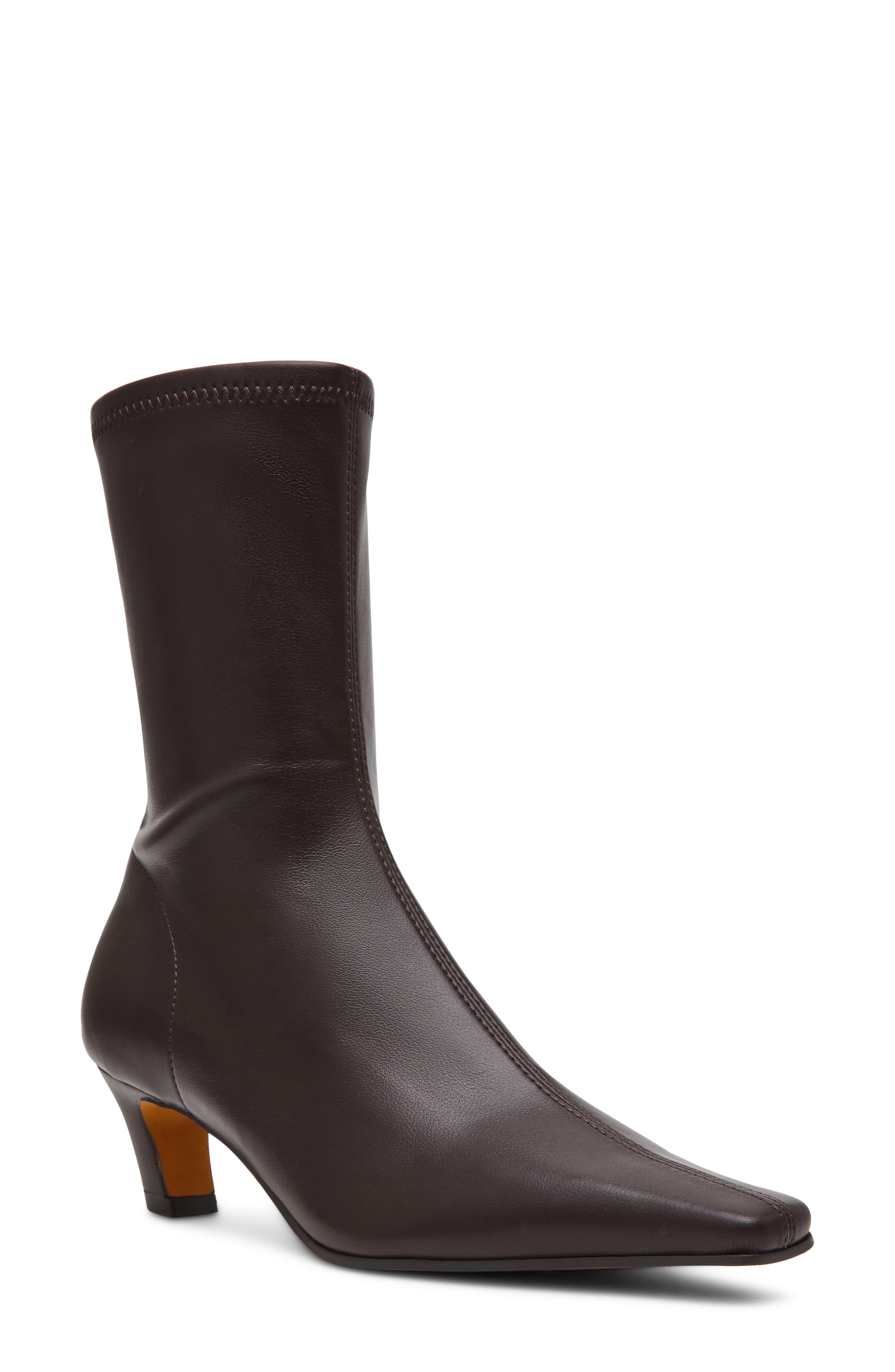 Kimmens Faux Leather Bootie, Main, color, BROWN
