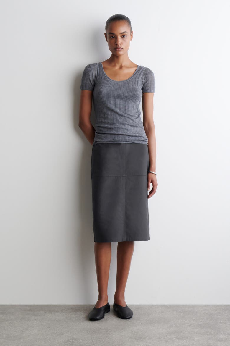 Cotton Pencil Skirt, Main, color, GRAY