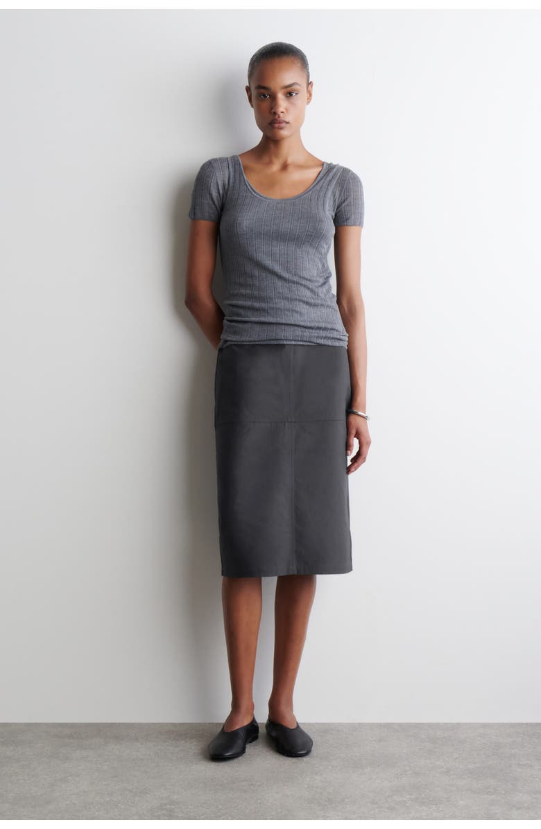 COS Cotton Pencil Skirt, Main, color, Gray