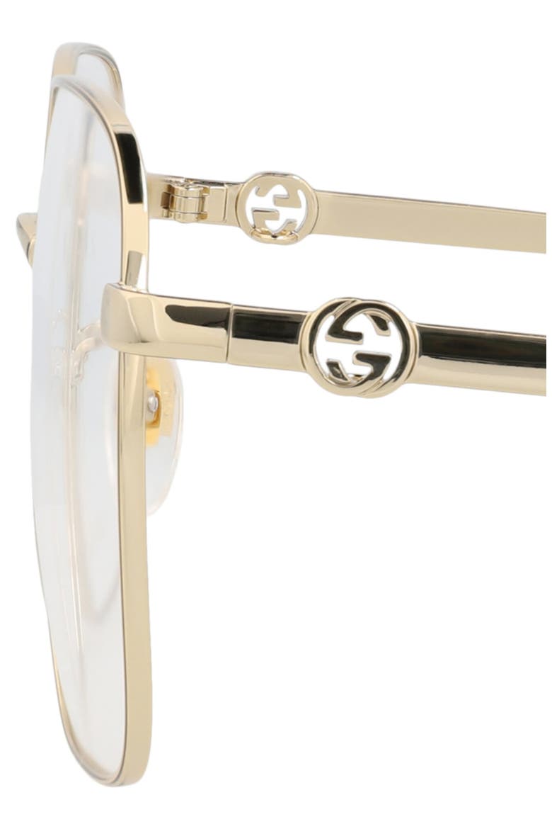 56mm Square Optical Glasses, Alternate, color, GOLD GOLD TRANSPARENT