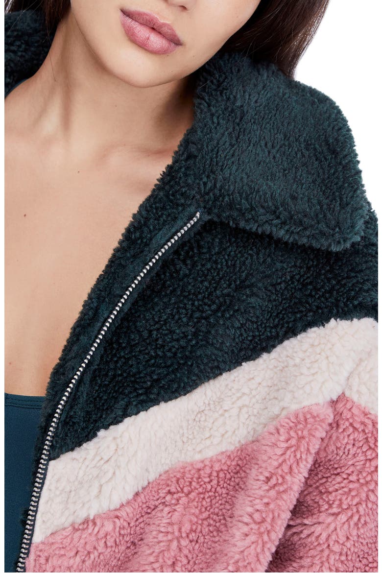 Chevron Teddy Coat, Alternate, color, ROSE COMBO