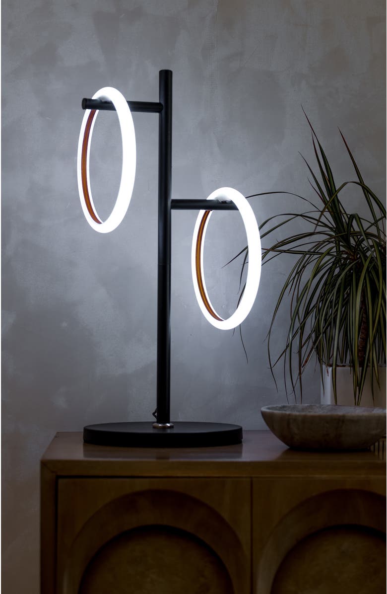Brightech Saturn RGB 21" LED Color-Changing Modern Ring Table Lamp with Adjustable Heads and Built-In Dimmer, Alternate, color, Classic Black