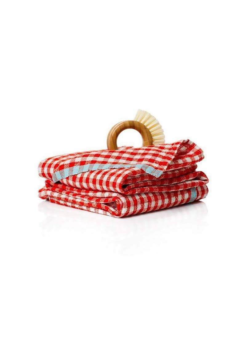 Gingham Towels  - Set of 2, Main, color, Orange/Aqua 20" x 30"