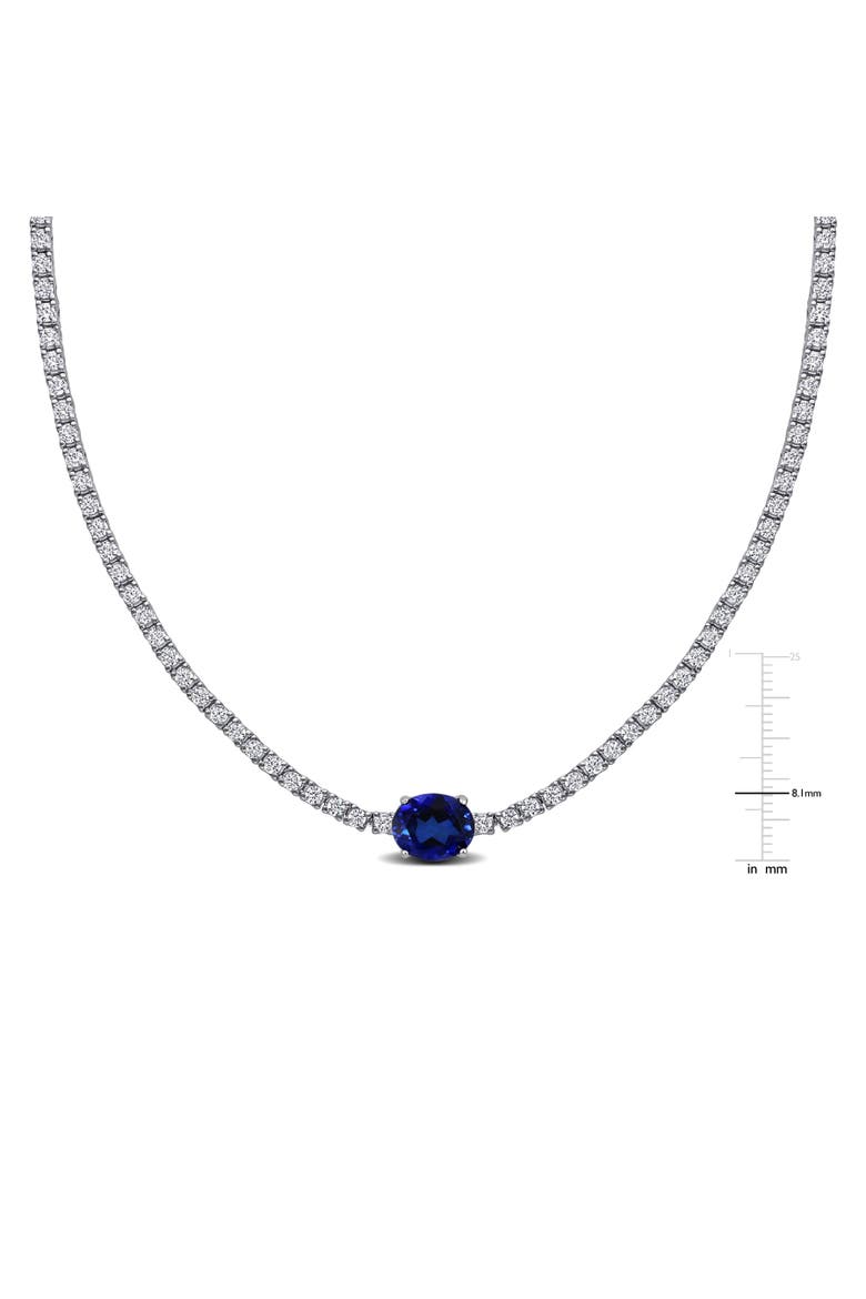 Lab-Created Sapphire Solitaire Tennis Necklace, Alternate, color, Sapphire