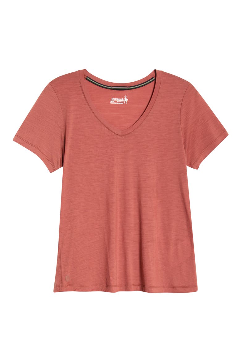 Ultralite V-Neck Short Sleeve Merino Wool Blend T-Shirt, Alternate, color, BURNT SIENNA