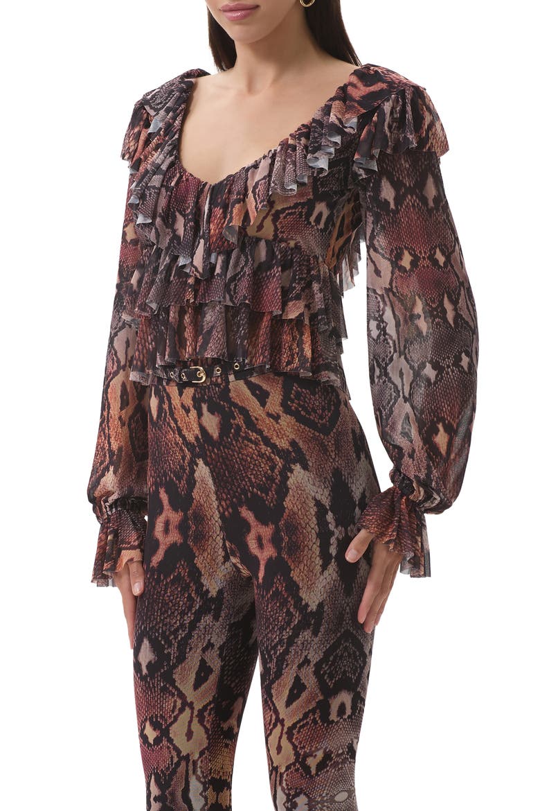 Addison Snakeskin Print Ruffle Top, Alternate, color, SCATTERED SNAKE