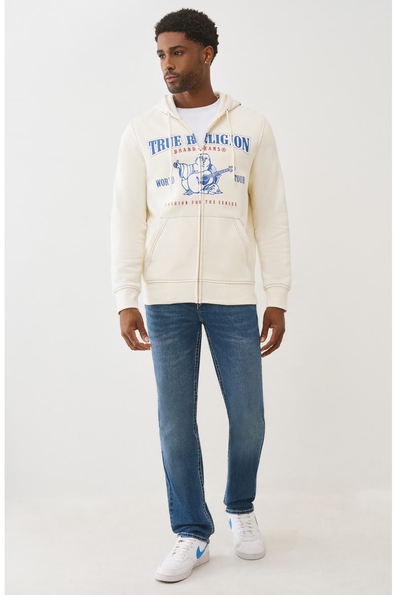 Buddha Icon Zip Hoodie, Alternate, color, WINTER WHITE