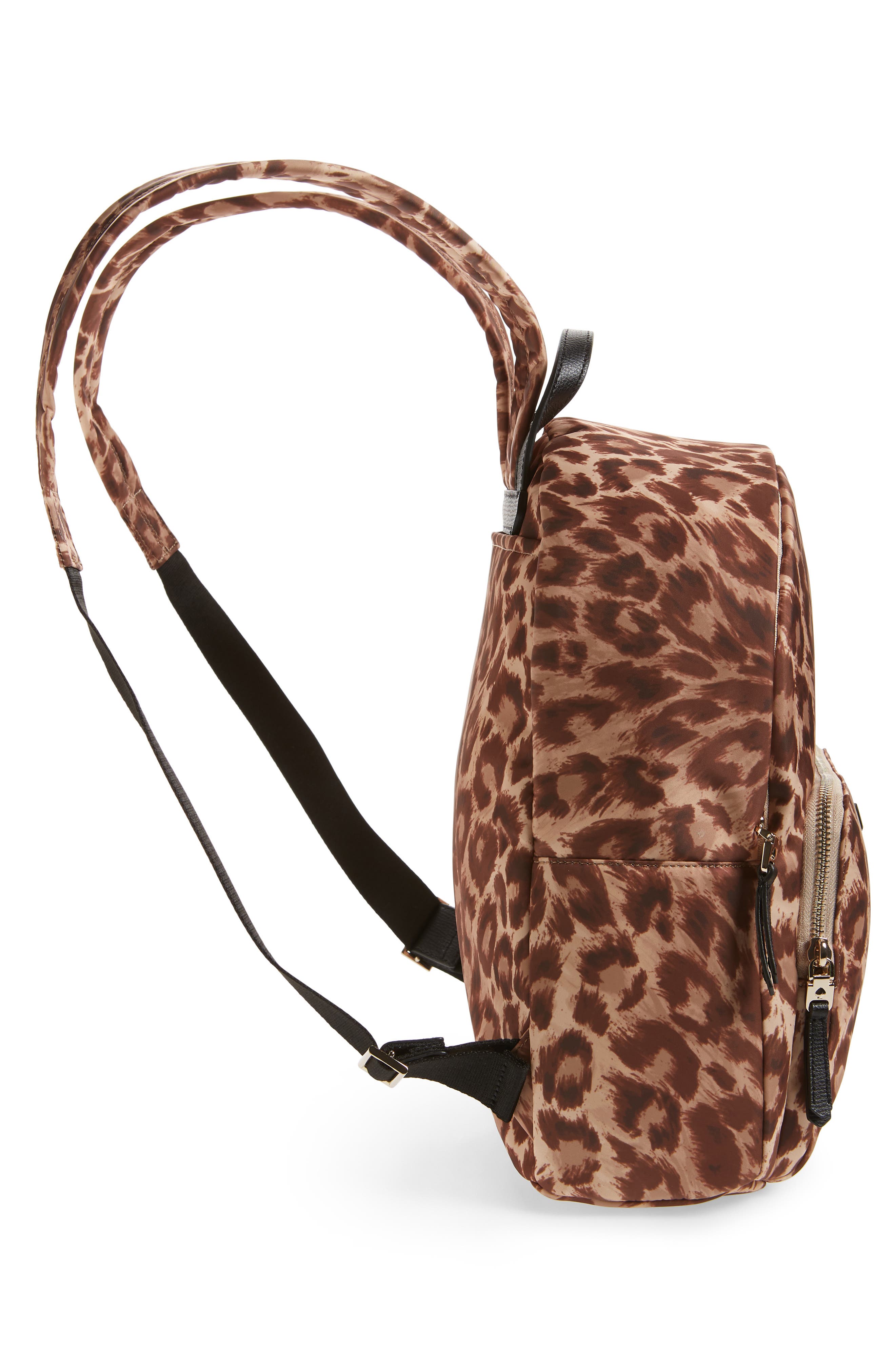 Kate Spade New York large taylor leopard nylon backpack, Alternate, color, 