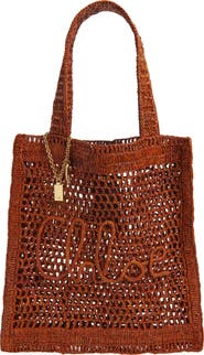 Chloé Summer Banana Crochet Raffia Tote Bag
