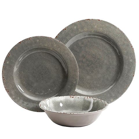 Mauna 12 piece Dinnerware Set in  Gray Crackle Look Decal