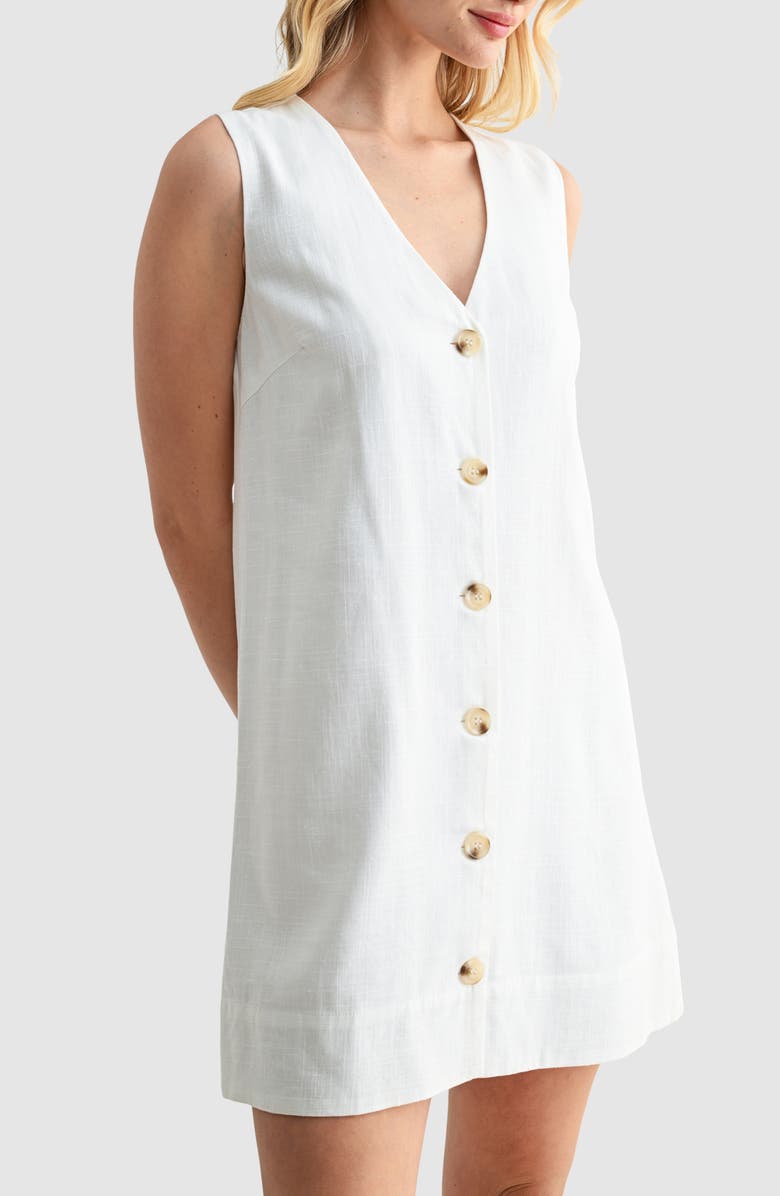 Lush Sleeveless Button Front Shift Minidress, Alternate, color, Ivory