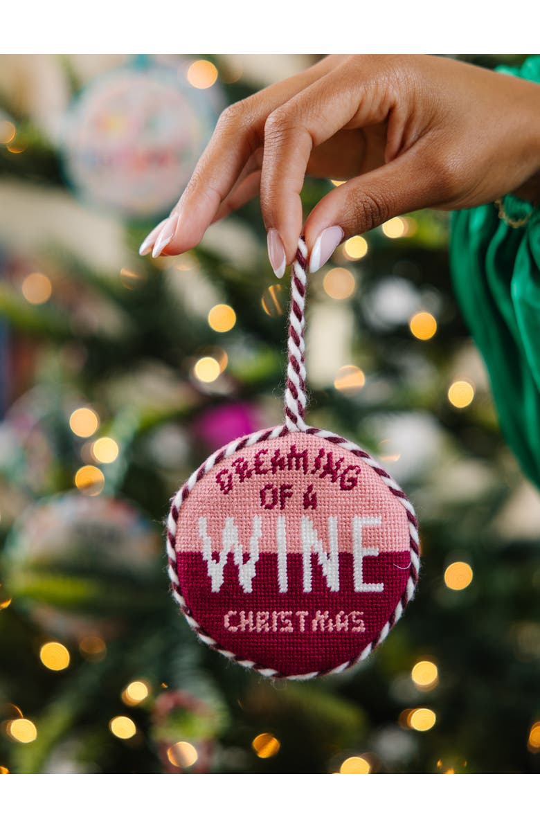 Furbish Needlepoint Ornament - Wine Christmas, Alternate, color, Burgundy