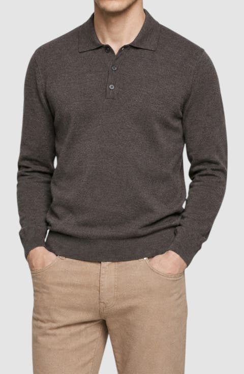 Lightweight Merino Wool Three-Button Polo