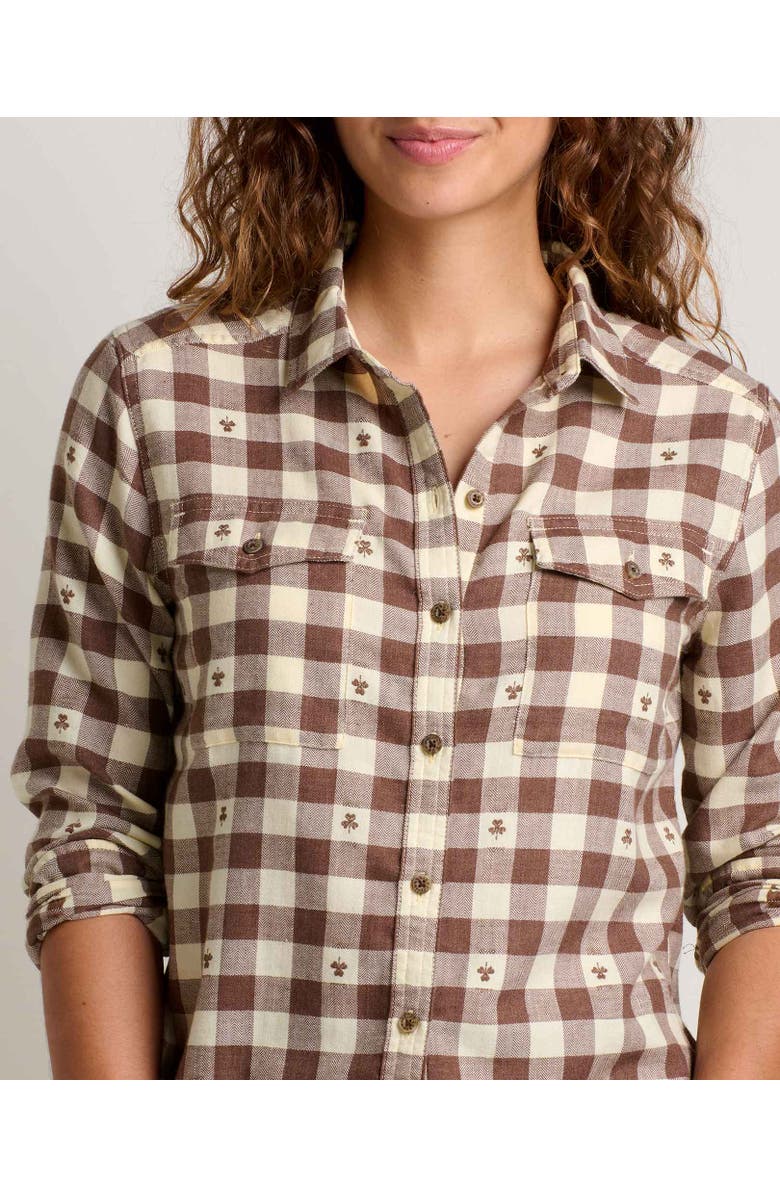 Toad & Co Re-Form Flannel Long Sleeve Shirt, Alternate, color, Chestnut Dobby