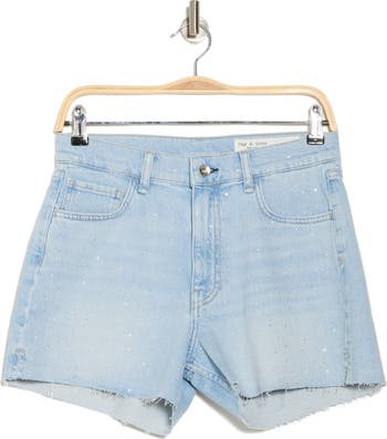 Retro Embellished Cutoff Denim Shorts