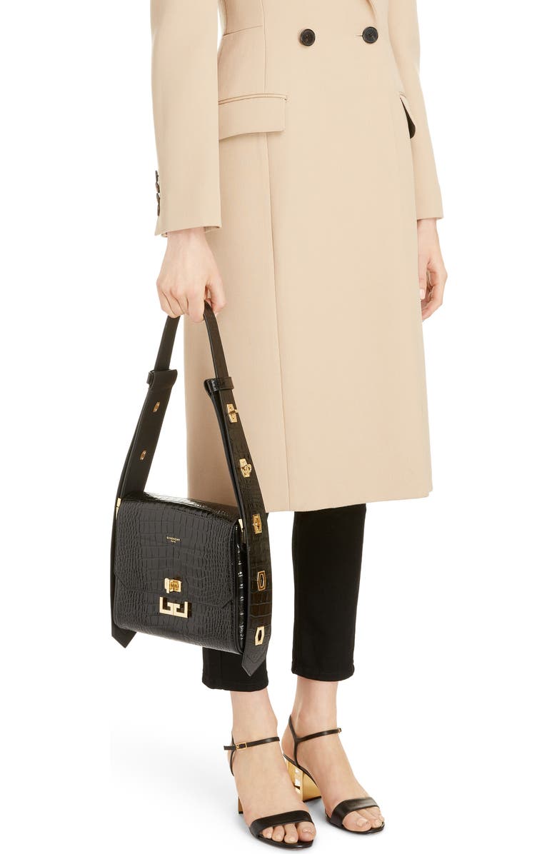 Givenchy Medium Eden Croc Embossed Leather Shoulder Bag, Alternate, color,