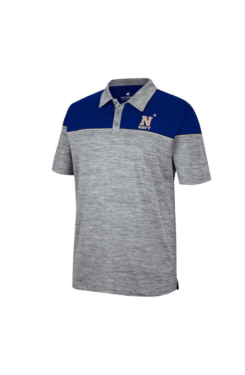 COLOSSEUM Men's Colosseum Heathered Gray/Navy Navy Midshipmen Birdie Polo, Alternate, color,