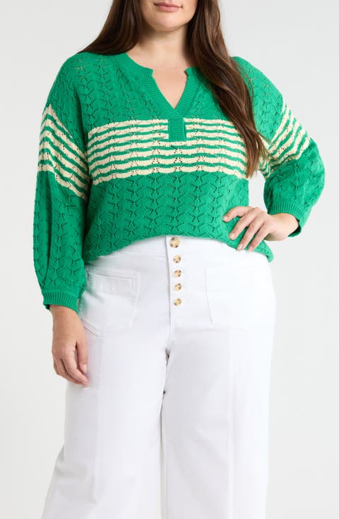 Wave Pointelle Sweater (Plus)