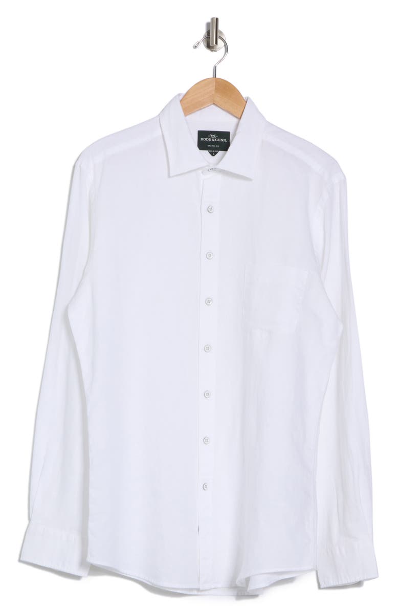 Rodd & Gunn Penrose Linen Blend Button-Up Shirt, Alternate, color, White