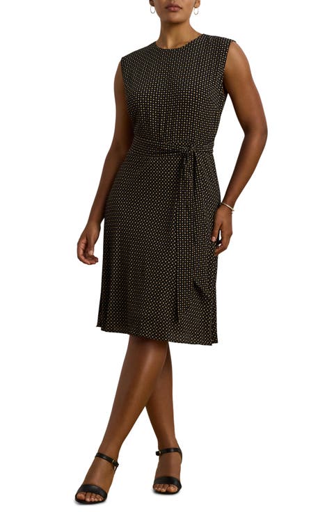 Geo Print Sleeveless Crepe Dress (Plus)
