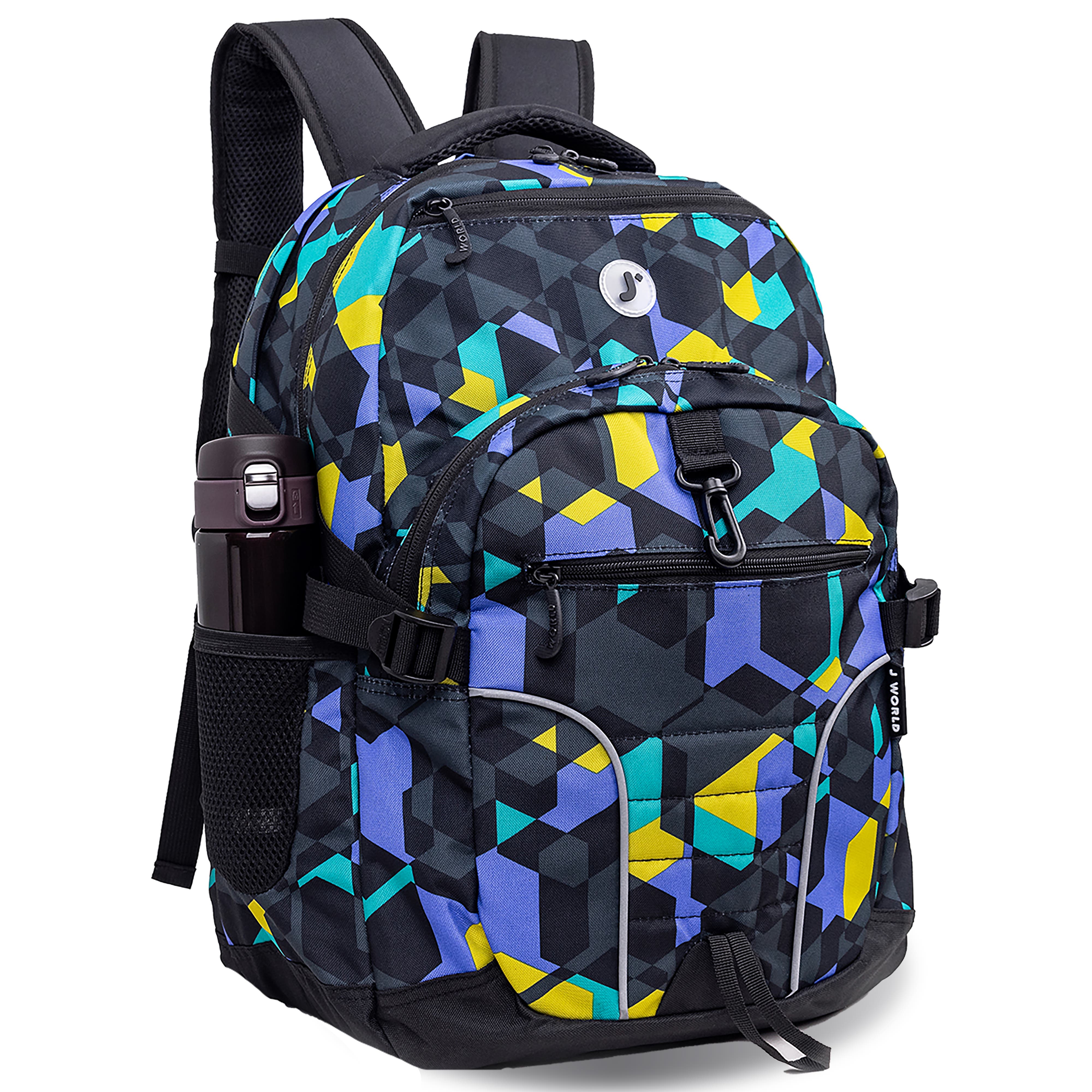 J World Atom Laptop School Backpack, Alternate, color, Cubes