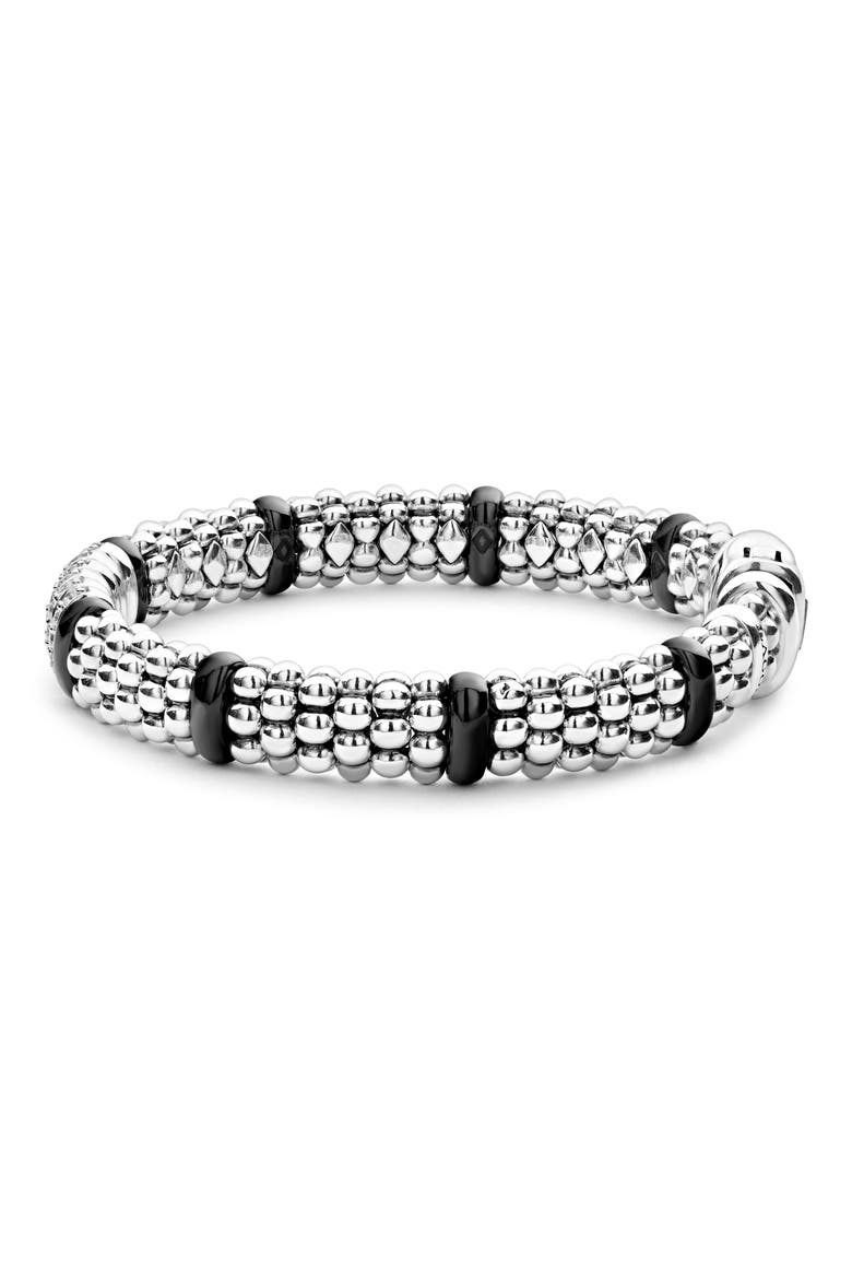 Black Caviar Diamond 6-Link Bracelet, Alternate, color, SILVER/ BLACK CERAMIC/ DIAMOND