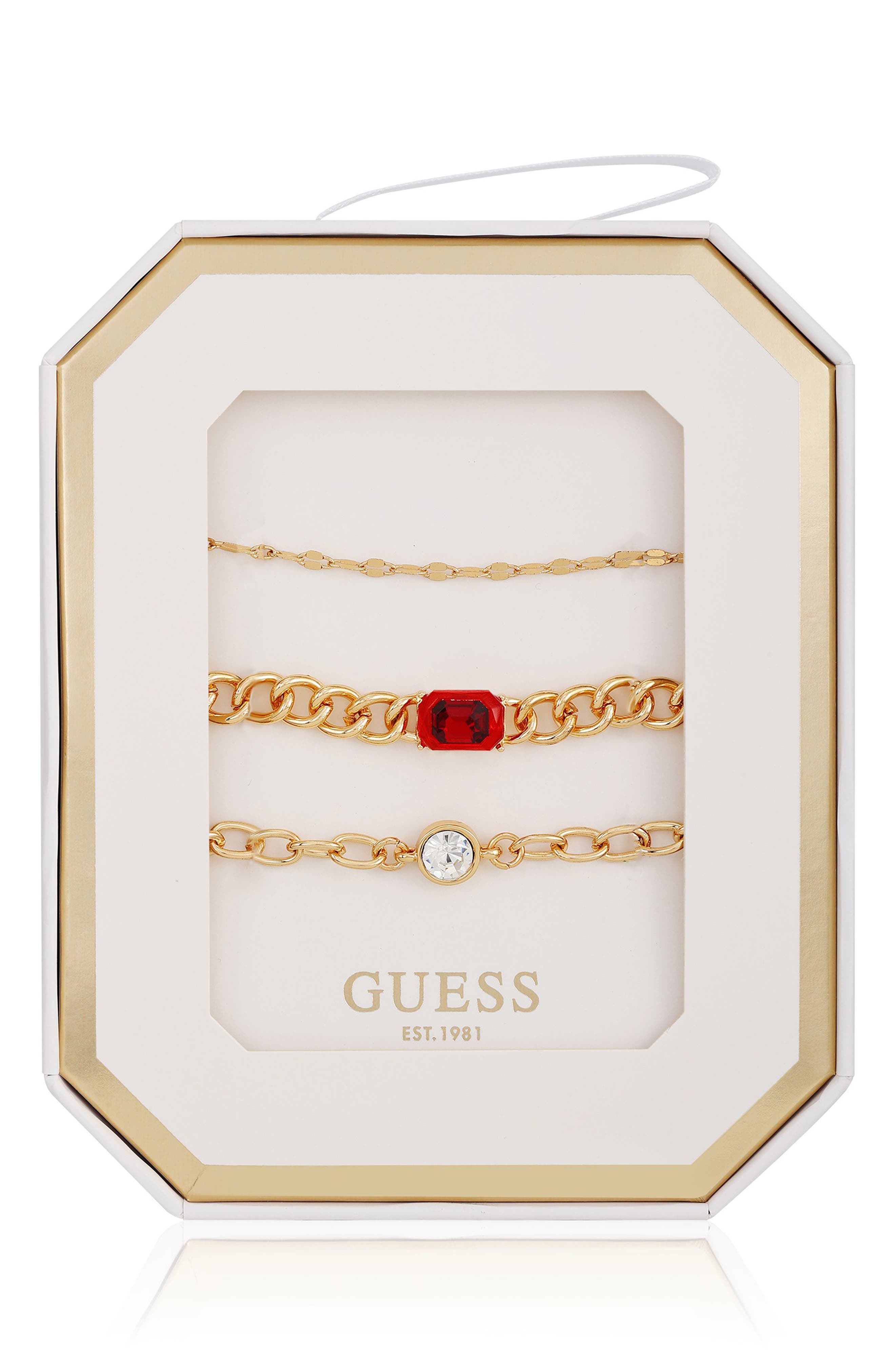 GUESS Set of 3 Assorted Chain Bracelets