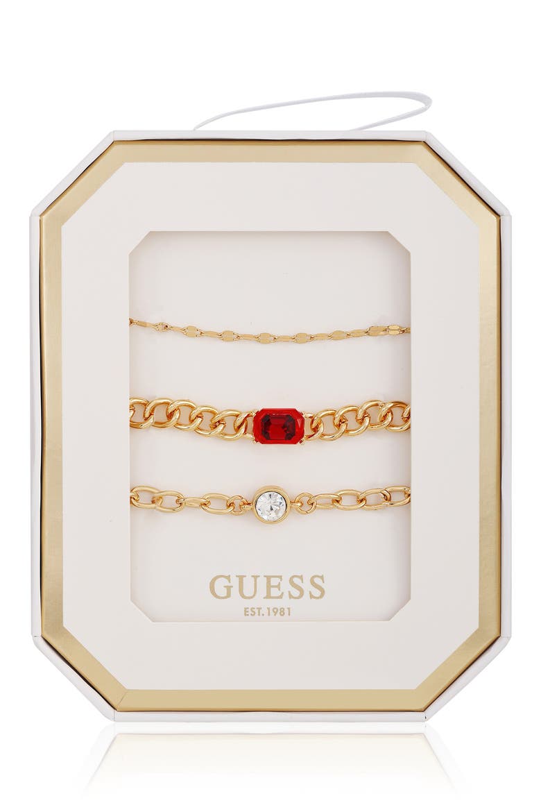 Set of 3 Assorted Chain Bracelets, Main, color, GOLD